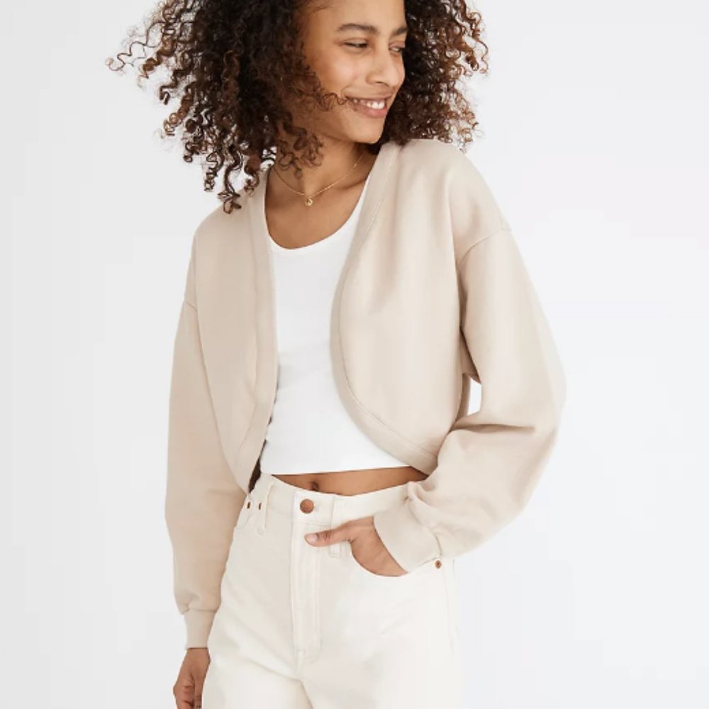 Madewell Cotton Cropped Bolero Sweatshirt, XS